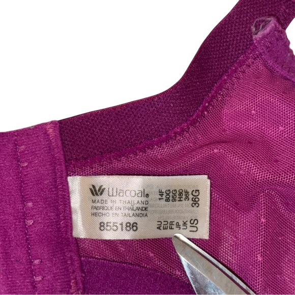 WACOAL Purple Balconette Full Figure Underwire Bra| Grape Compote | 36G - Picture 3 of 5